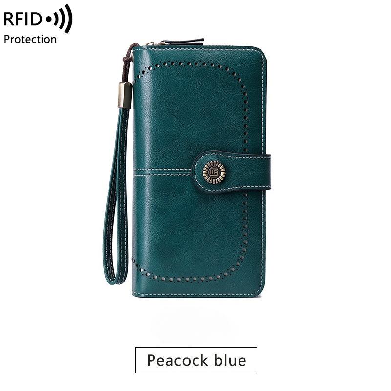 Portafoglio da donna di alta qualità Portafogli in pelle antifurto RFID per donna Porta carte da donna con cerniera lunga Pochette da donna grande