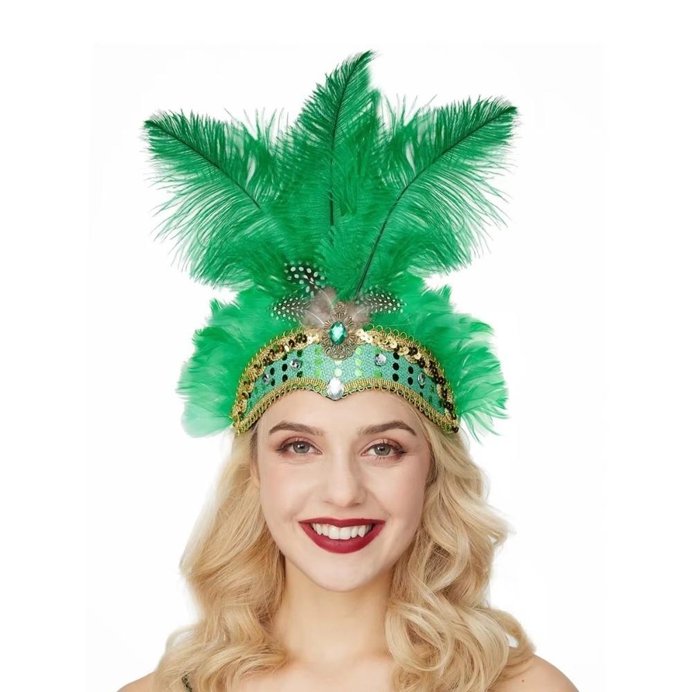 Fashion Colorful Feather Headpiece Stage Performance Brazilian Carnival Showgirl Headband Decorative Hair Band Carnival Events