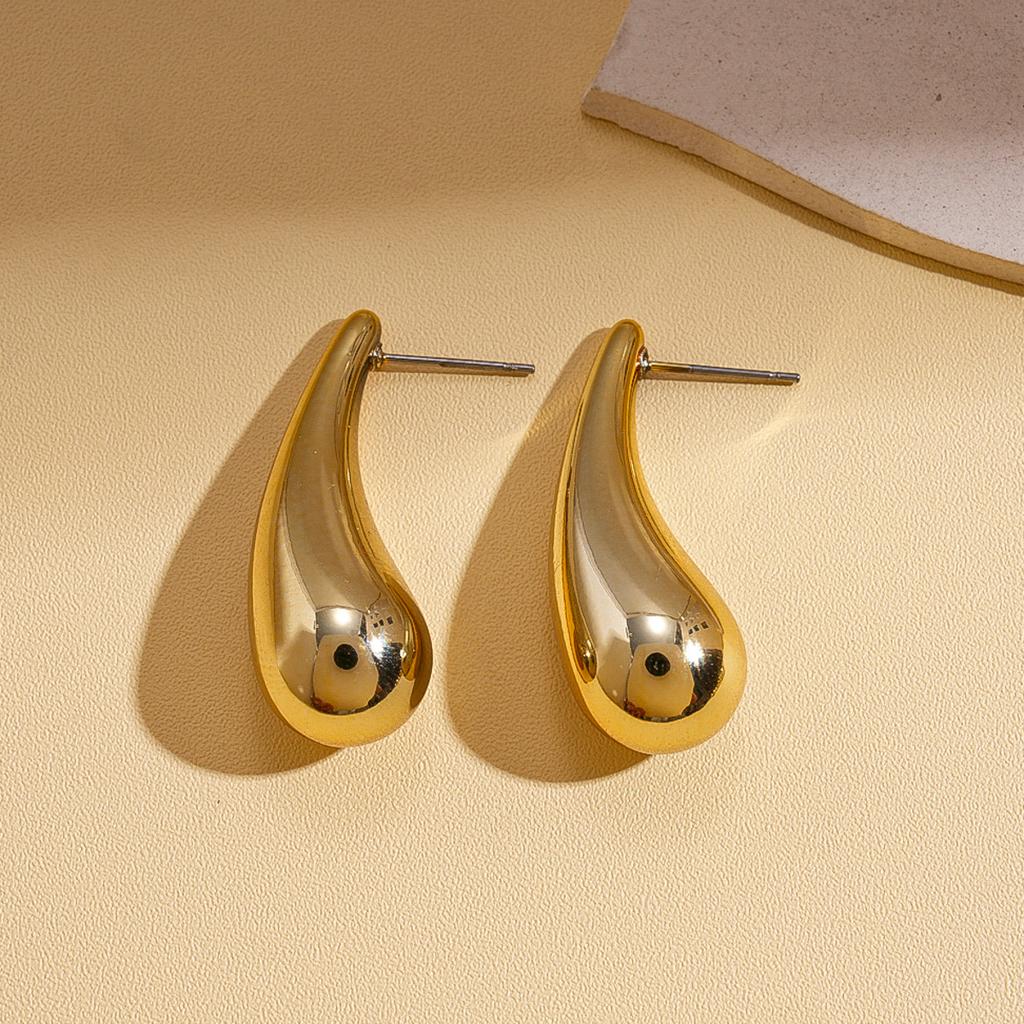 Personalized metal sense geometric C-shaped water drop-shaped steel needle stud earrings fashion ins niche earrings