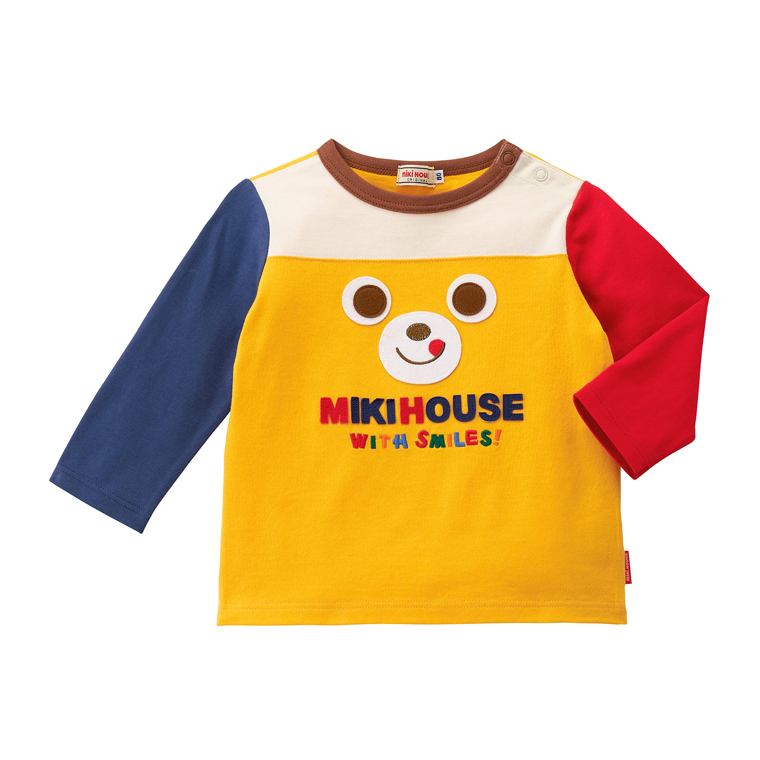 

MIKI HOUSE Long Sleeve T-Shirt with Logo, for Boys and Girls, Baby, Kids, School, 10-5234-579, 130cm, Yellow
