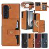 2 in 1 Wallet Case for Samsung Galaxy Z Fold 7 6 5 4 3 Fold7 Fold6 Fold5 Fold4 Wireless Charger Leather Cards Slots Phone Cover