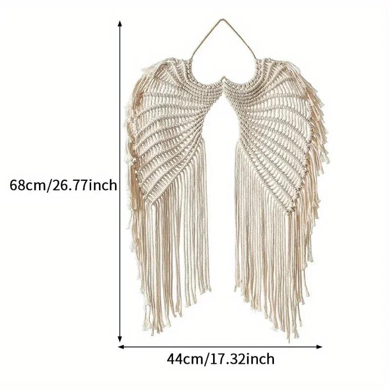 2pcs 1 Pc Wing +1 Pc Moon Tapestry Handcraft Symmetrical Design Woven Tapestry Bohemian Home Decor Angel Wings Macrame
