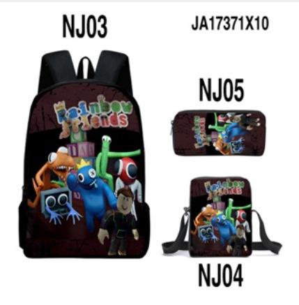 Rainbow Friends Zaino Scolastico Rainbow Friends Zaino Cartone Animato Borsa a Tracolla Astuccio Set da Tre Pezzi