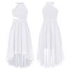 Kids Girls Shiny Rhinestone Party Dress Sleeveless Ruched Chiffon Dress High Waist Elegant Evening Formal Prom Dresses