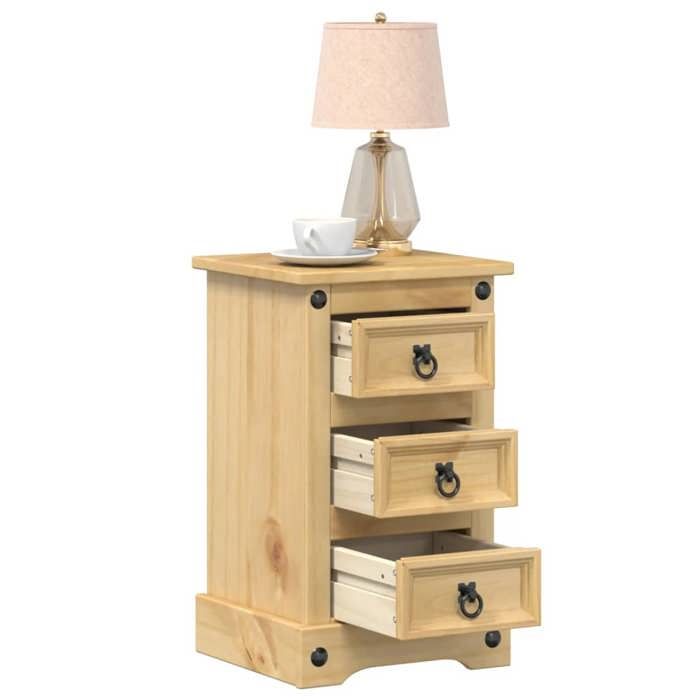 VidaXL Bedside Table Corona 35x32.5x58 Cm Solid Pine Wood, Bedside Cabinet, Side Table, Bed Cabinet, Cabinet 4005653