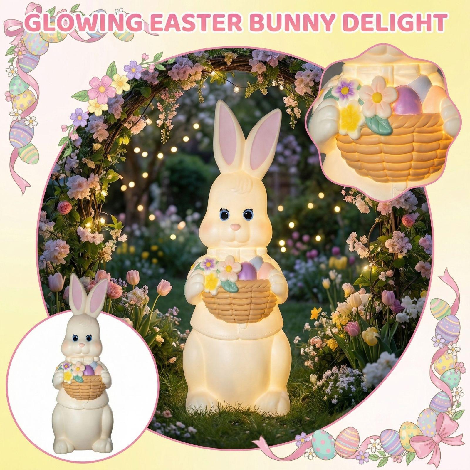 30cm Blow-molded Easter Bunny With Lights, Outdoor Decoration One Size