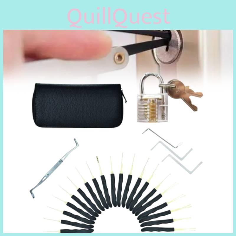 Set Lock 24pcs Pick Tools Transparent Padlock Locksmith Training Tool Padlock