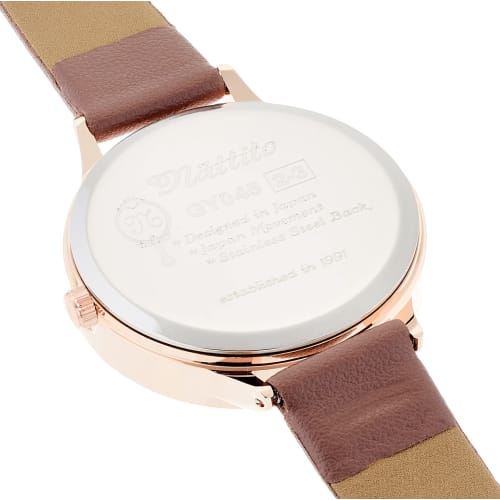 Fieldwork Women's Analog Watch, Ripia, Pink Gold with Floral Pattern and Leather Strap, Brown, GY045-4