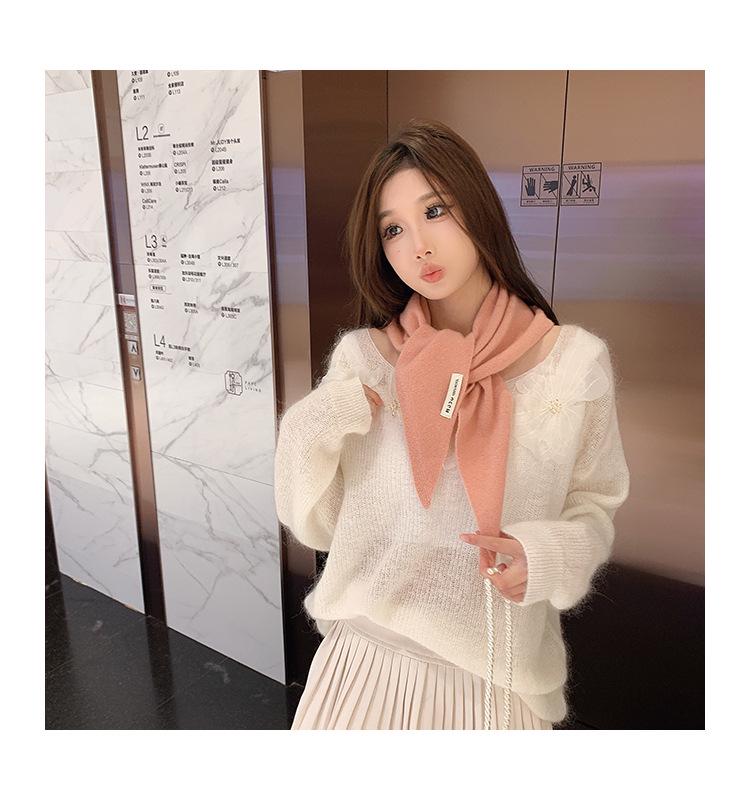 Premium Australian Wool and Cashmere Solid Color Women's Triangle Shawl-Scarf