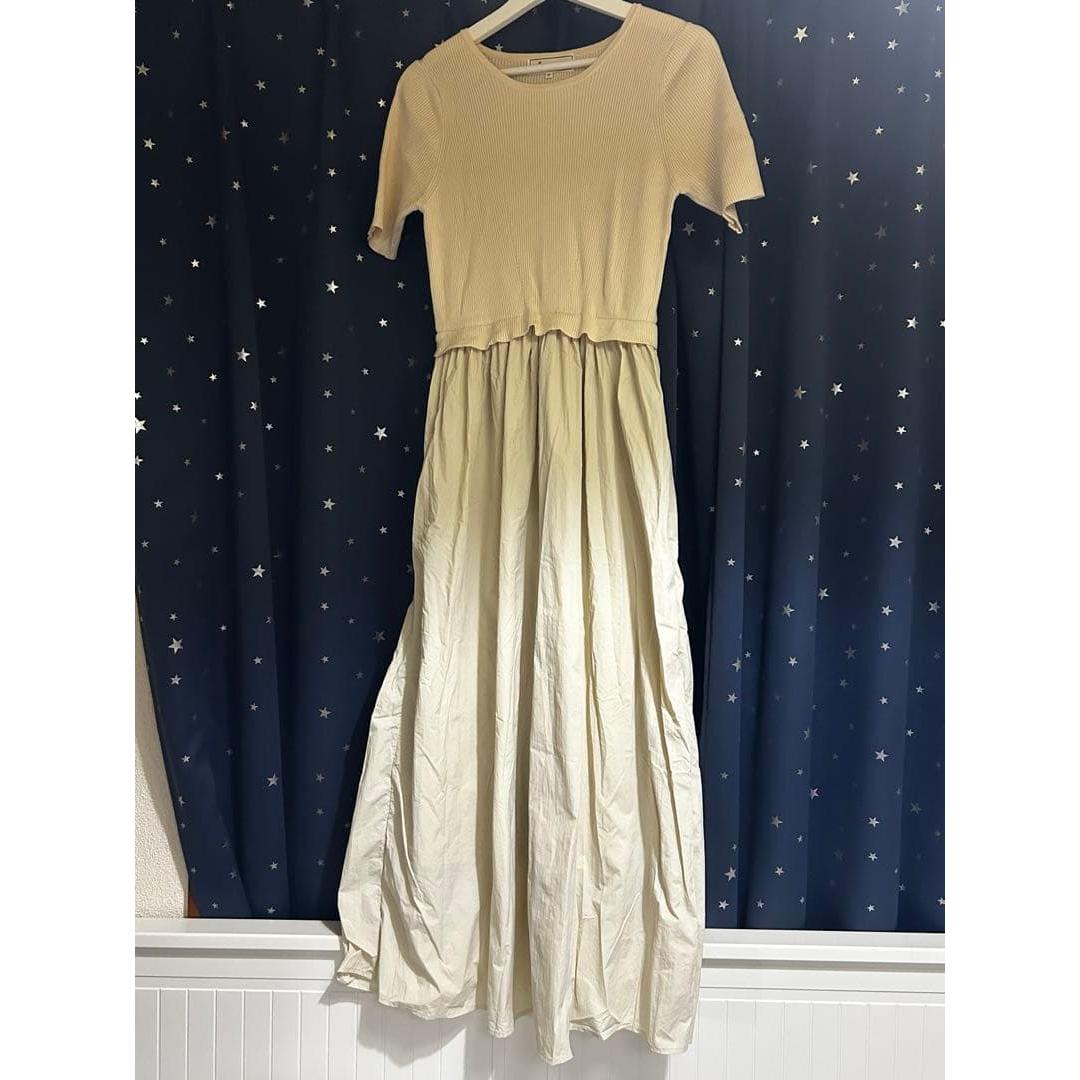 ROPE PICNIC Short Sleeve Docking Dress Beige Size 38