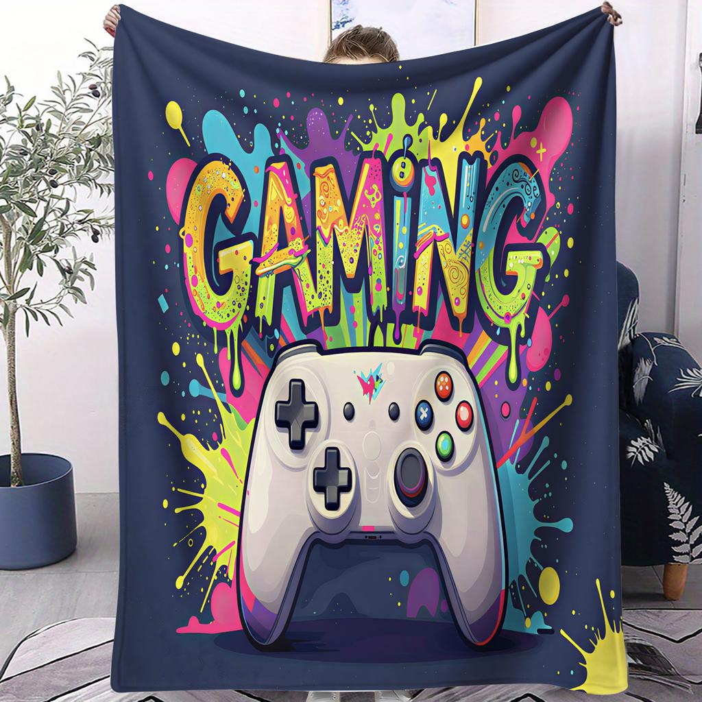 Game Controller Graffiti Art Blanket Soft Suitable for Bedroom Sofa Car Office Napping Air Conditioning  Small Cover Blanket
