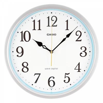 Wanduhr Funkwellen Silber Durchmesser 30,5cm Analog Sekundenzeiger Stoppt Nachts IQ-481J-8JF