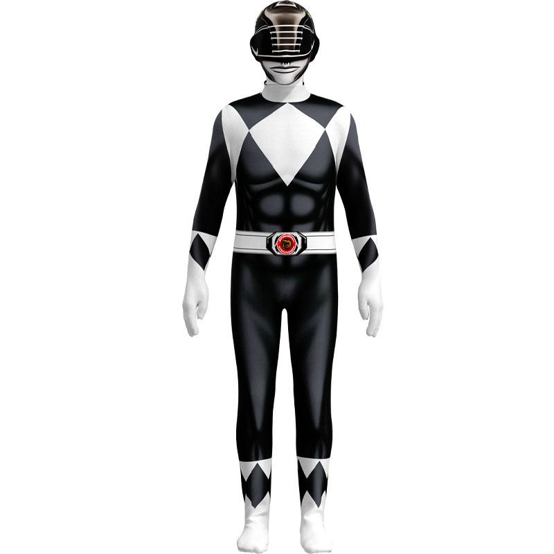 Costume Samouraï Sentai Shinkenger pour Enfant Adulte Combinaison Cosplay Super-héros Halloween Fête d'Anniversaire Combinaison Zentai 110cm noir