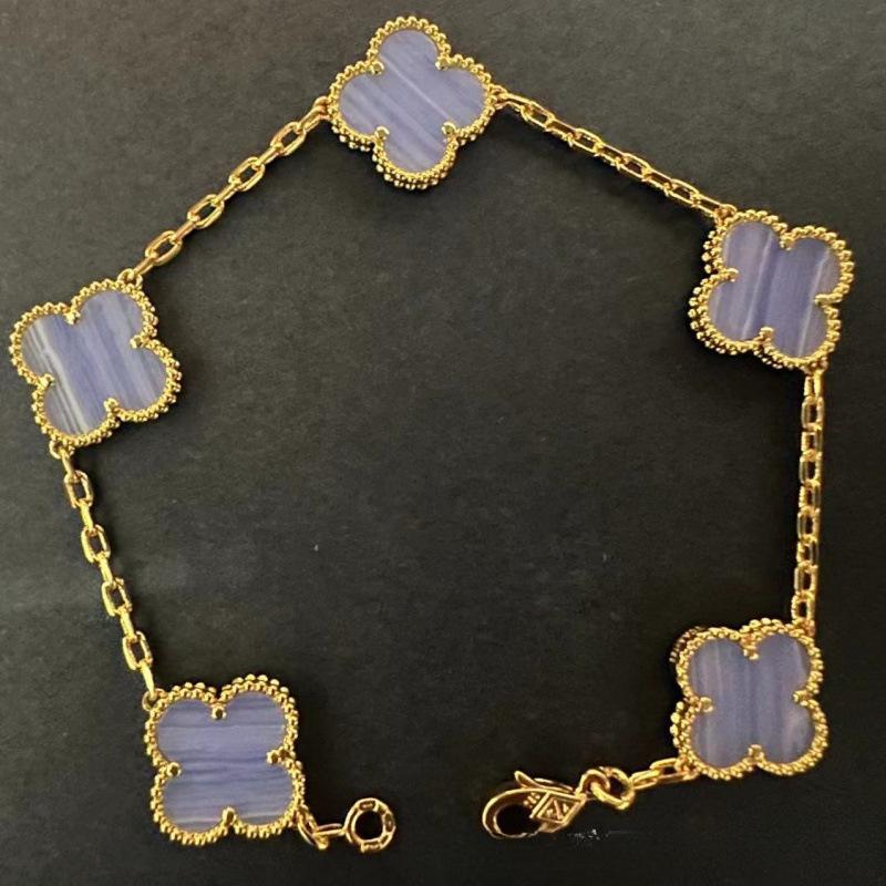 Exquisite Four-leaf Clover Bracelet for Women Five-flower Bracelet Double-sided Natural White Mother-of-pearl and Carnelian Bracelet