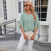 2024 Women's Loose Chiffon Short Sleeve Blouse - Solid Color, Round Neck, Five-Point Sleeves