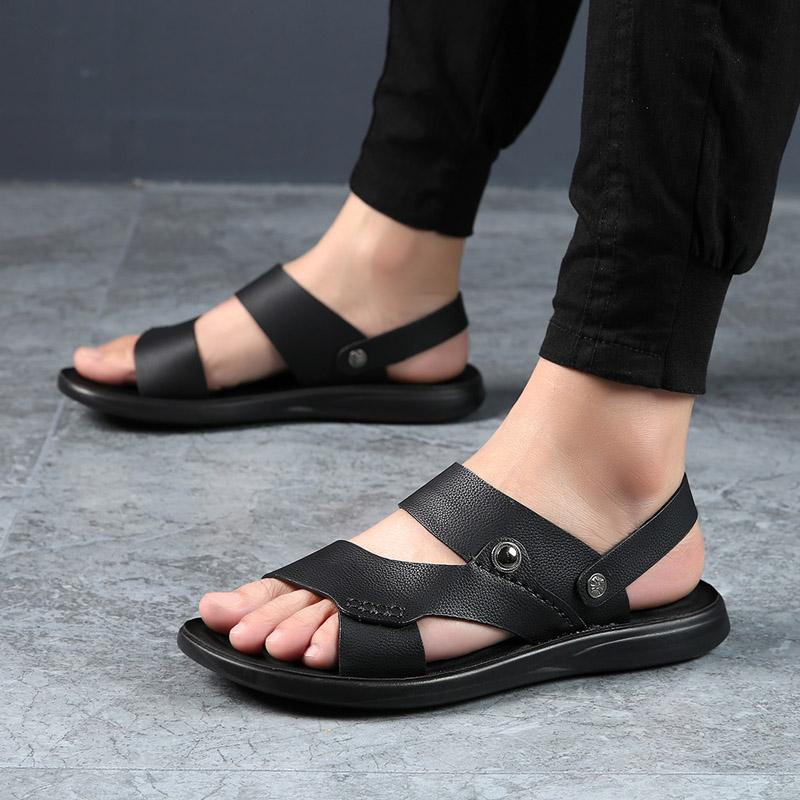 Модные летние мужские сандалии slip on модные уличные пляжные мужские тапочки — фото 7