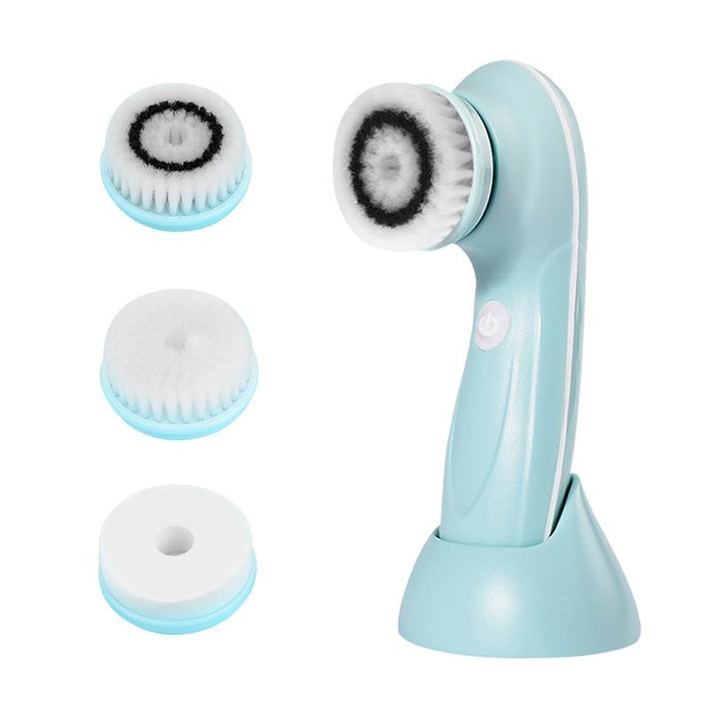 3 In 1 Electric Facial Cleaner Face Cleansing Brush Wash Machine With Base Spa Skin Care Massager Blackhead Cleaning Charging