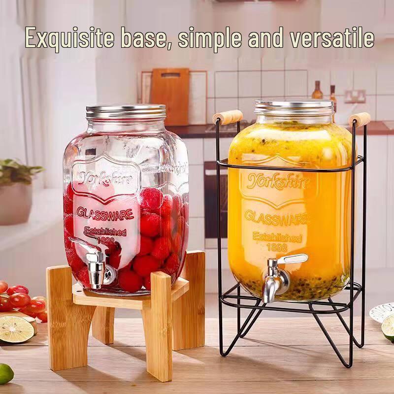 Glass Beverage Dispenser with Faucet and Stand