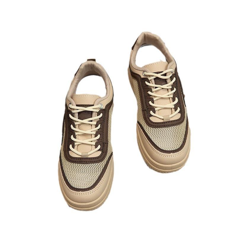 2025 Summer Hollow Mesh Comfortable Breathable Sports and Leisure Board Shoes Wear-resistant Thin Fashion Foreign Style White Shoes Women