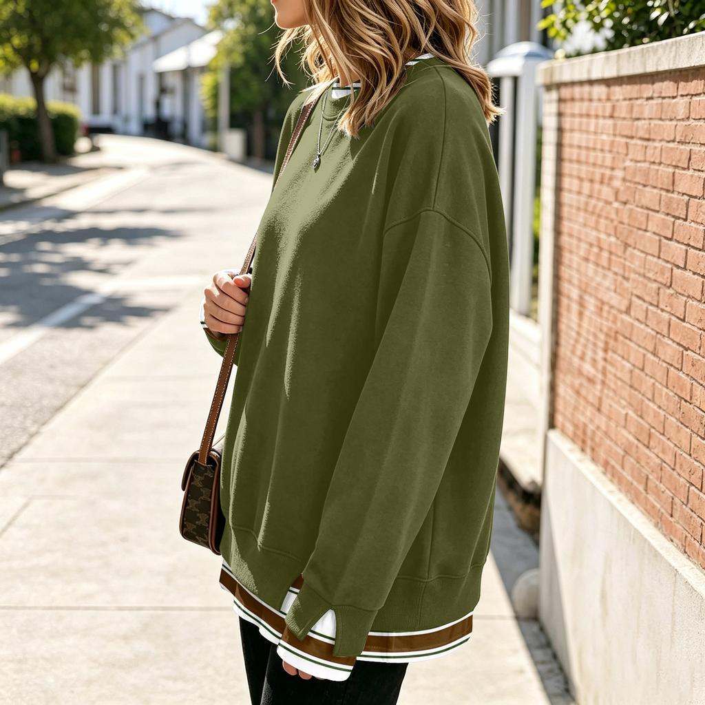 Damen Freizeit Oversize Sweatshirt mit langen Ärmeln zum Lagen
