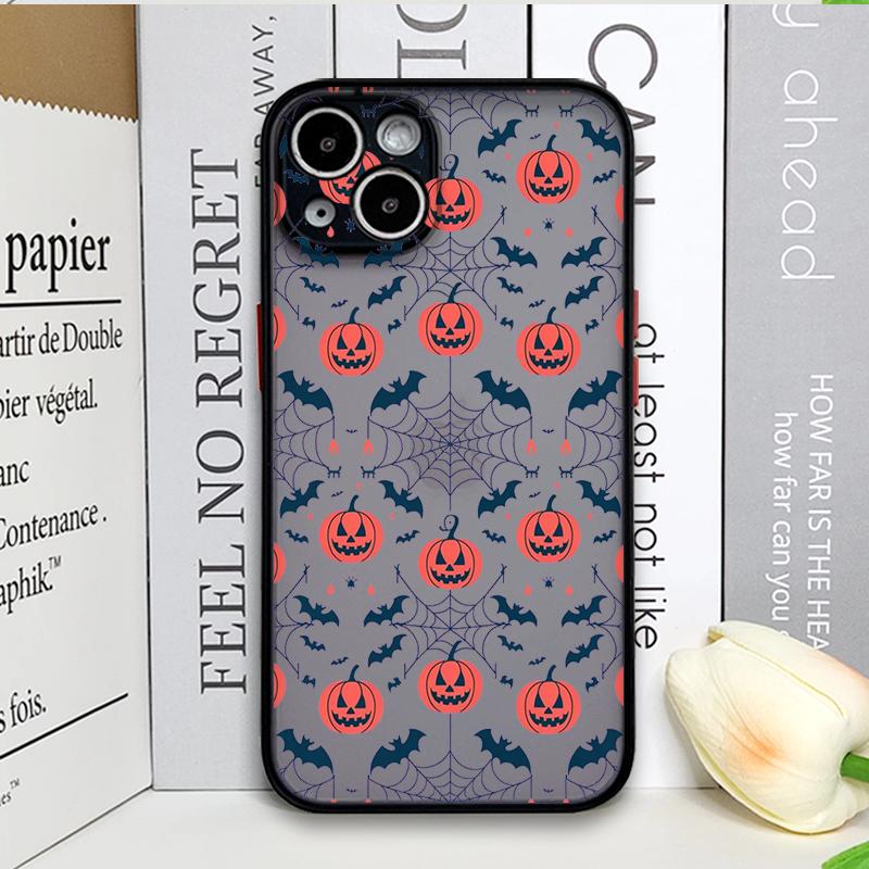 Cartoon Halloween Pumpkin Ghost Bat Pattern Phone Case for IPhone 11 12 13 14 16 15 Pro Max Mini XS X XR 7 8 Plus SE2 Back Cover