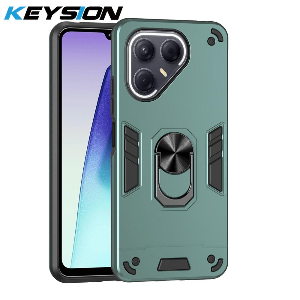 

KEYSION Shockproof Armor Case for TECNO Pova 7 4G 5G Silicone+PC Metal Ring Stand Phone Back Cover for TECNO POVA 7 Ultra 5G for Tecno Pova 7 Ultra 5G зелёный