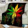 Reggae Maple Leaf Weed Plants Throw Blanket Soft Cozy for Home Bedroom Bed Sofa Picnic Office Hiking Leisure Nap Cover