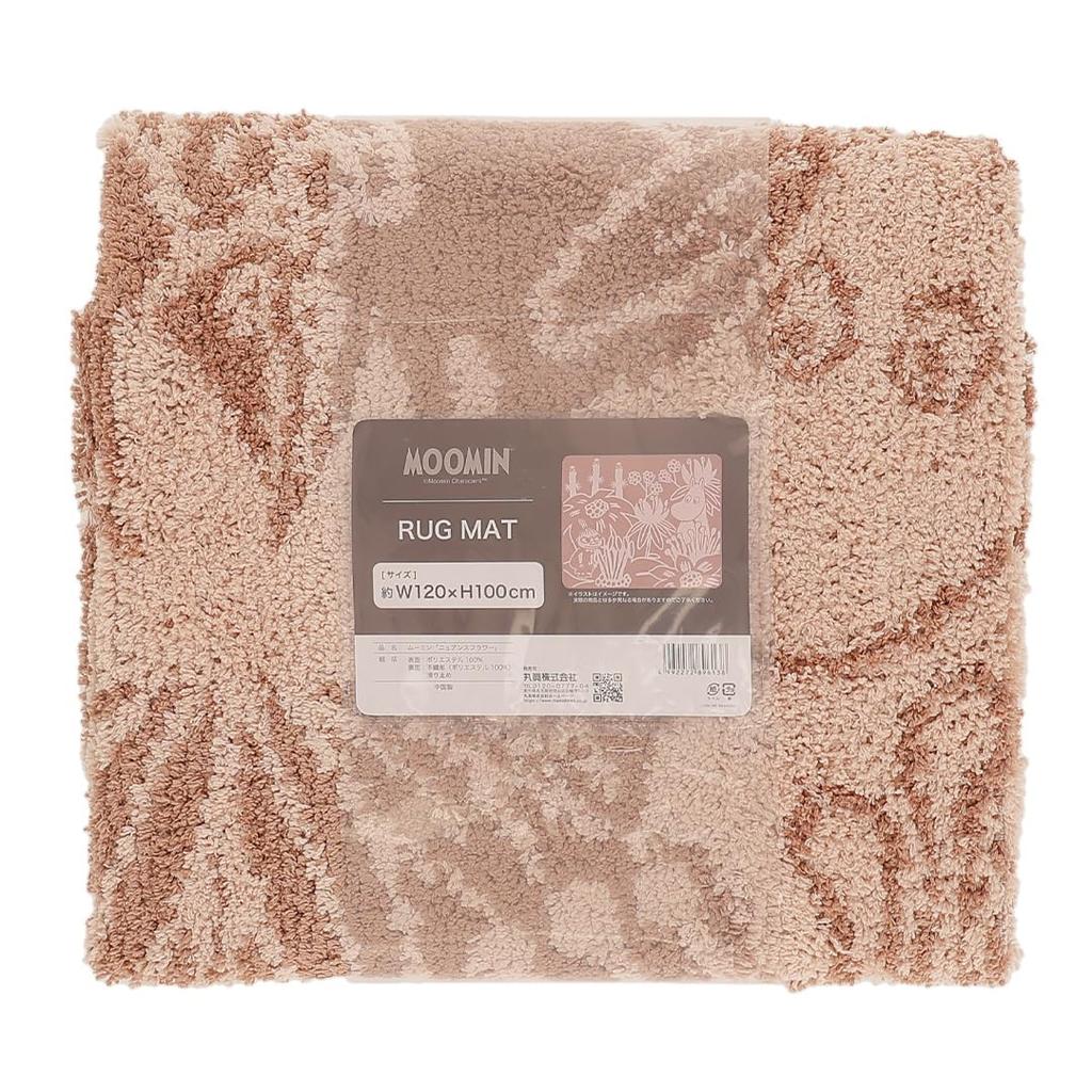 Marushin Small Rug, Moomin Nuance Flower Design, Cute Character Rug with Non-Slip Backing, Fluffy and Stylish, Non-Slip, 1455044000