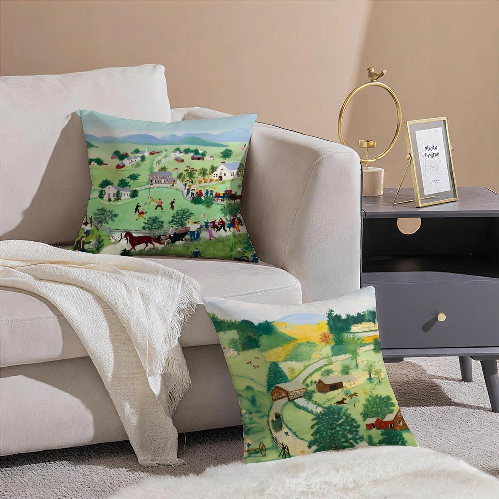 Folk Nostalgisch Anna Maria MMoses Kunst Kissenbezug Wurfkissenbezug Verdeckter Knopf Langlebiges Polyester Stuhlkissen