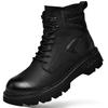 Thick-soled Martin Boots Men's Leather Boots Winter Velvet Thermal Tooling Boots Short Boots Medium and High-top Locomotive Men's Shoes Genuine Leathe