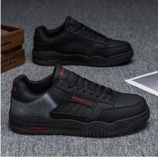 

Plus-size men s pu leather surface casual sports shoes new spring autumn casual sneakers shoes M1228 39 чорний