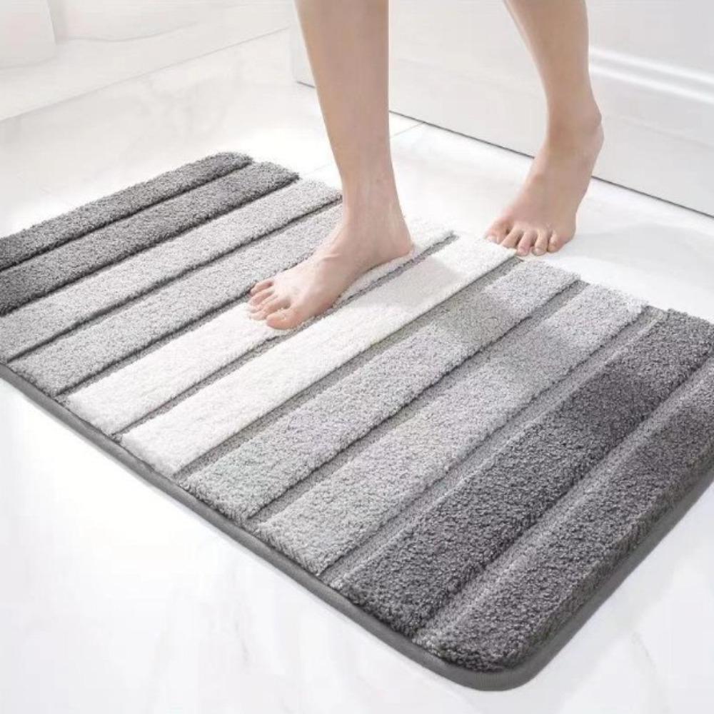 Thickened Stripe Bath Mat Absorbent Floor Mat Bathroom Accessories Entrance Mat  Bath Room