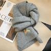 Red Scarf Women Gilrs Autumn/Winter Korean Style Cute Embroidered Dog Women Fashion Versatile Thicken Warm Knitted Neck Scarf