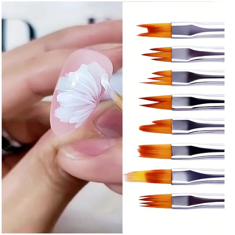 8PCS Nail Art Brush Set Flower Painting Pen Flower Pen Sawtooth Pen Sawtooth Pen DIY Handmade Special-shaped Carving Nail Art Tools
