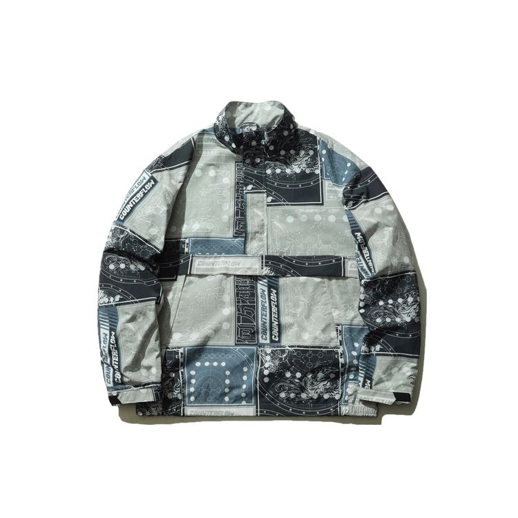 

Мужская куртка Li Ning CF Series Smoke City с воротником-стойкой и полным принтом, серая AJDR237-2 XXXL