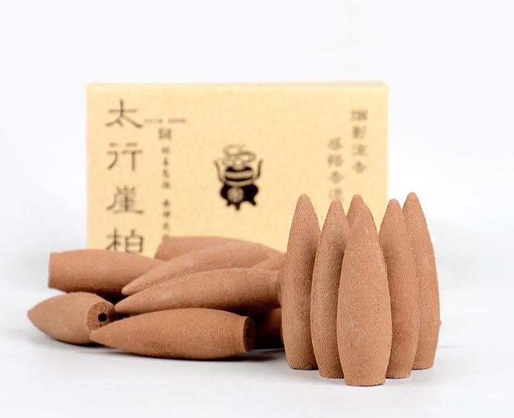

Reverse Flow Cone Incense Sandalwood/Agarwood/Cliff Cypress/Plant Indoor Air Purification Odor Removal Burn for About 30 Minutes cliff cypress