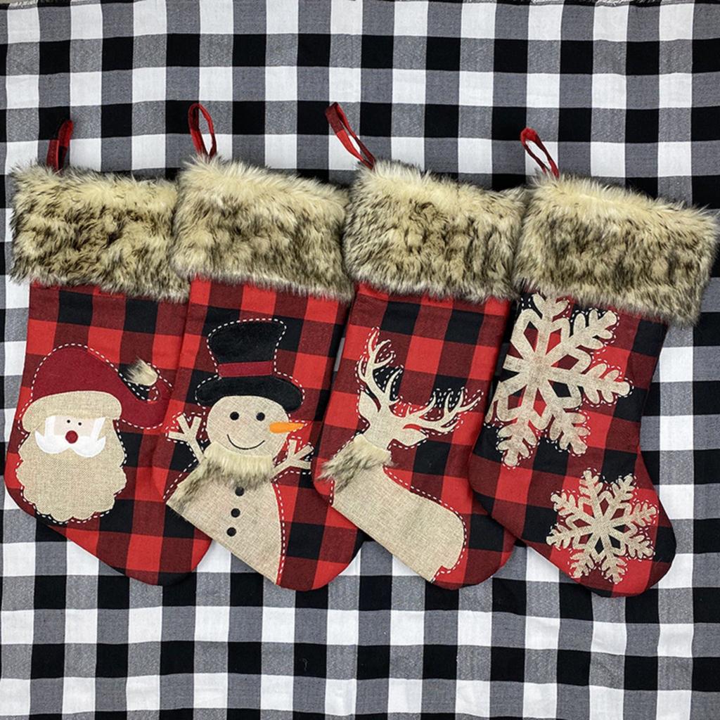 Christmas Socks Decoration Linen Christmas Gift Bag Hanging Gift Socks