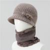 Warm Knitted Beanie Hat Women Seniors Winter Soft Rabbit Hair Cap With Wide Brim Adjustable Fit