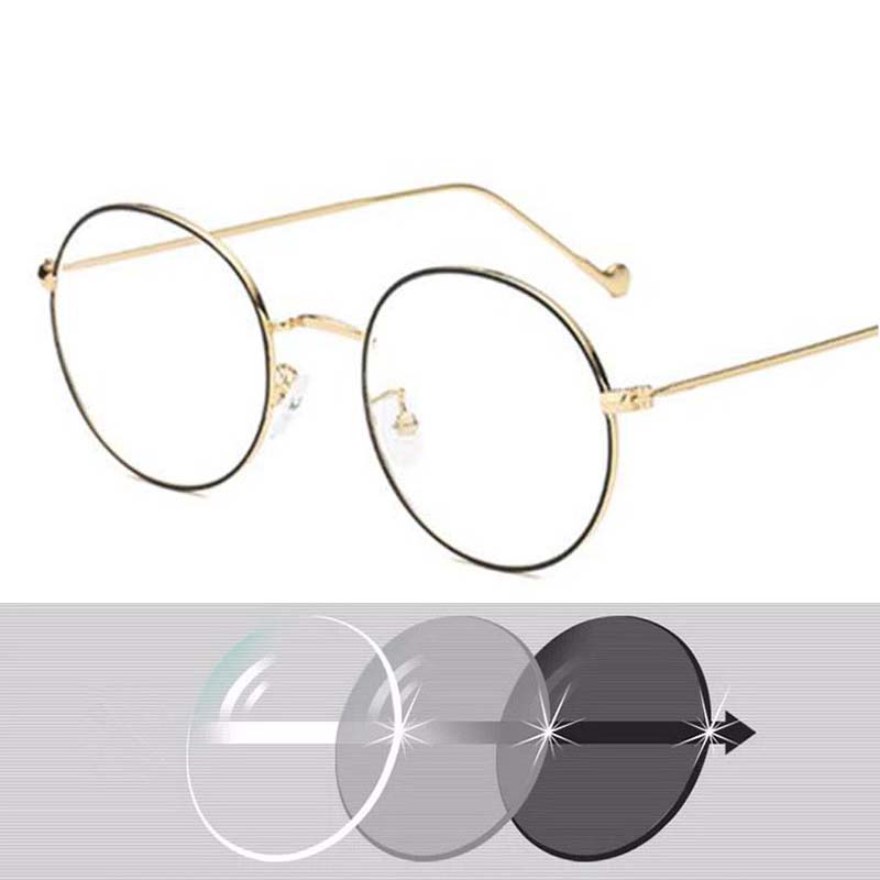 

Women Round Metal Computer Myopia Glasses Men Anti Blue Light Photochromic Eyewear -0.5 -1 -1.5 -2 -2.5 -3 -3.5 -4 -4.5 -5 -6 0