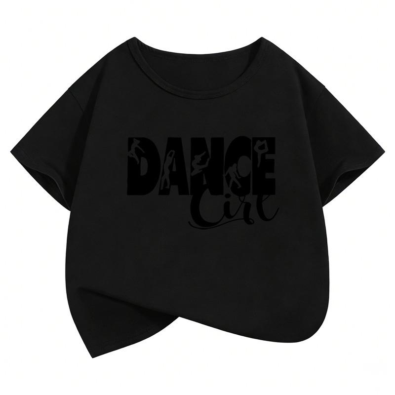 

Футболки с принтом Dance Girl с коротким рукавом Y2k Детские футболки для мальчиков и девочек Летний весенний повседневный топ 110