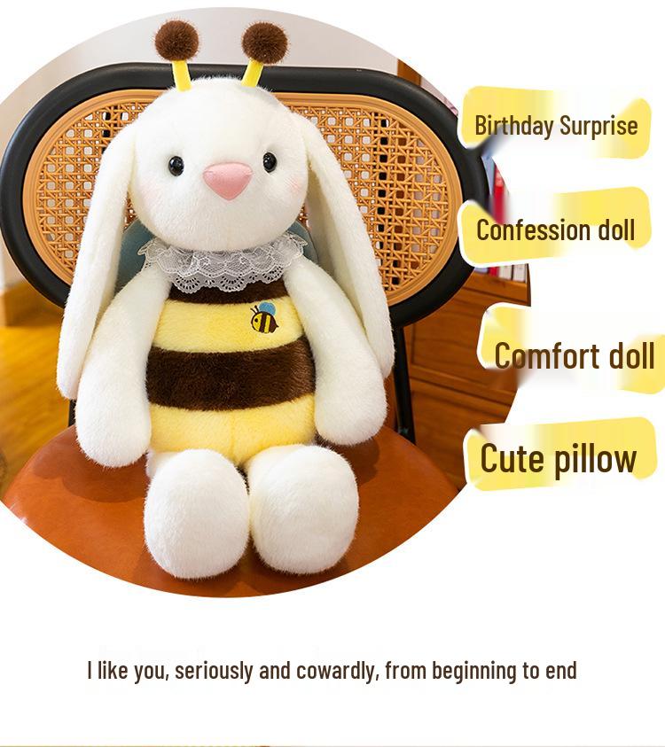 Kreatives Bienen-Kaninchen Plüschtier - Kleines Kaninchen Kuschelkissen Puppe für Kindergeburtstagsgeschenk