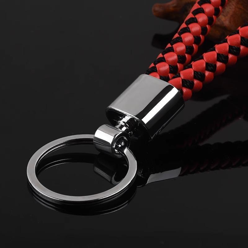 Men's Practical Woven Leather Keyring - Creative Thickened Rope Bag Pendant