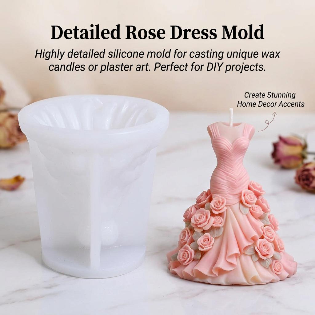 Silicone Mold For 3D Dress Shaped Aromatherapy-Candle And Plaster Decoration DIY Craft Tool