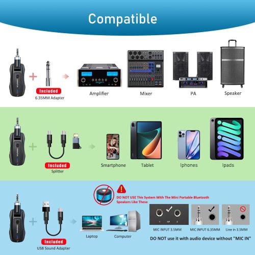 KIMAFUN 2.4G Wireless Fitness Headset Microphone, IP67 Waterproof & Dustproof, Compatible with Two People Simultaneously, Plug & Play, Instant Connect