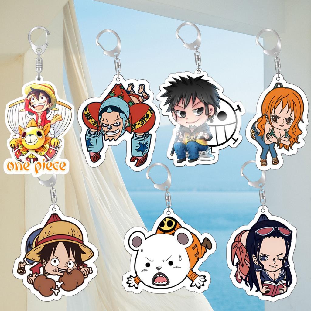 Acrylic Key Chain for One Piece Monkey D. Luffy Franky Trafalgar Law Bepo Nico Robin Acrylic Key Buckle Anime Peripheral Pendant