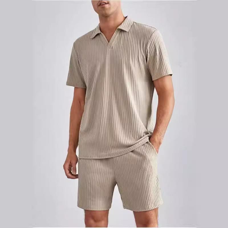 New Summer Fashion Casual Polo Short-sleeved Shirt Shorts Two-piece Men's Suit