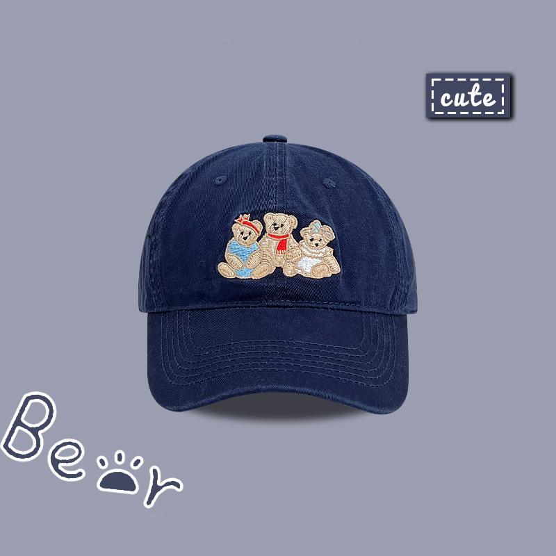 

Милая мультяшная вышитая бейсболка женская новая универсальная кепка для лица мужская солнцезащитная шляпа тренд Adjustable тёмно-синий