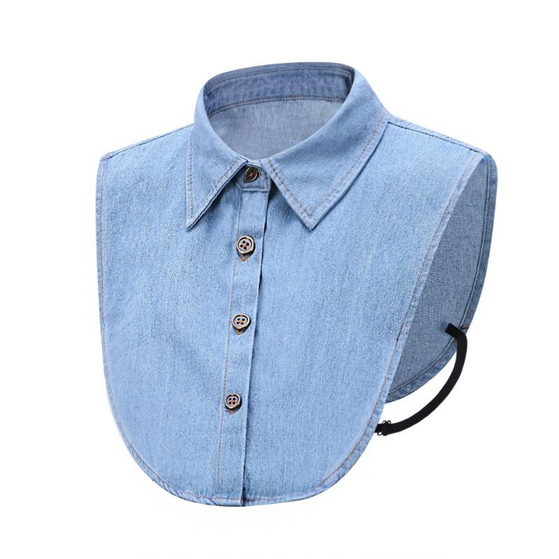 Fake Denim Shirt Collar Detachable Piont Dickey Collar Lapel Peaked Women Decor Jeans Work Blouse False Stand Collar For Girls