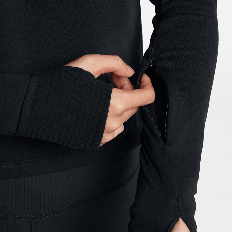 Nike Therma Element Logo Print Long Sleeve High Neck Zip T-Shirt Women Tops Black 928754-010