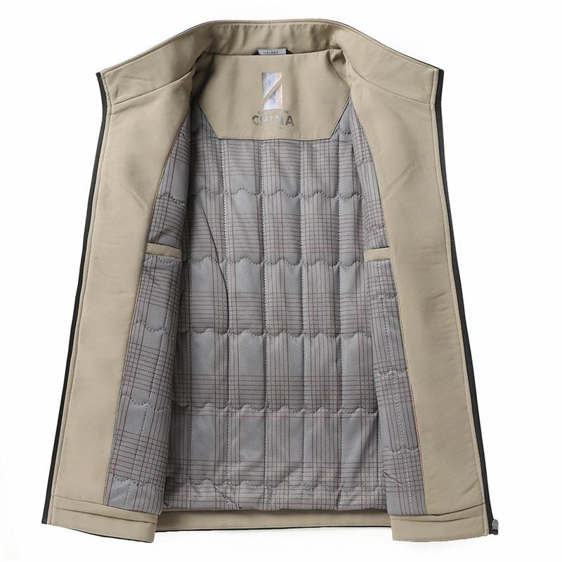 Men's Jacket Autumn and Winter New Business Casual Zipper Warm Cotton Jacket Medium and Old Stand-up Collar Jacket